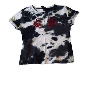 Rue 21 Y2K Oriental Dragon  Black And White Tye Dye Tee